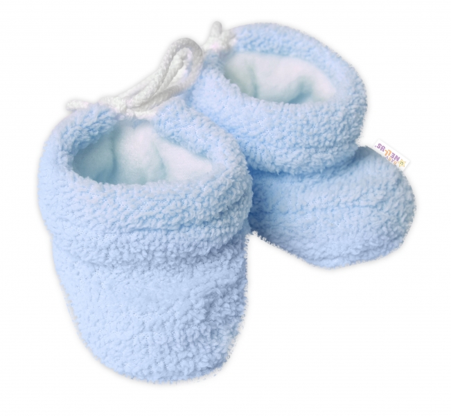 Dojčenské froté topánočky/capačky Baby Nellys -modré, 3 - 6m-#Velikost koj. oblečení;62-68 (3-6m)