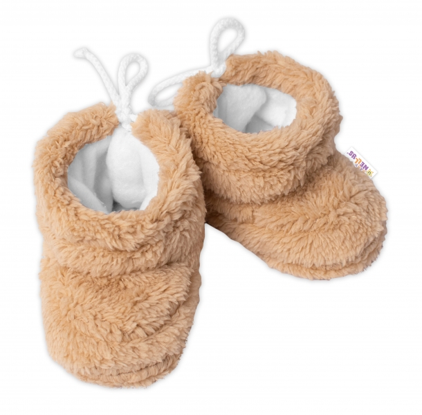 Zimné, chlpákové topánočky/capáčky Baby Nellys - bežové