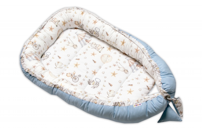 Obojstranné bavlnené hniezdočko 55 x 75 cm, Baby Nellys, Cirkus - modré