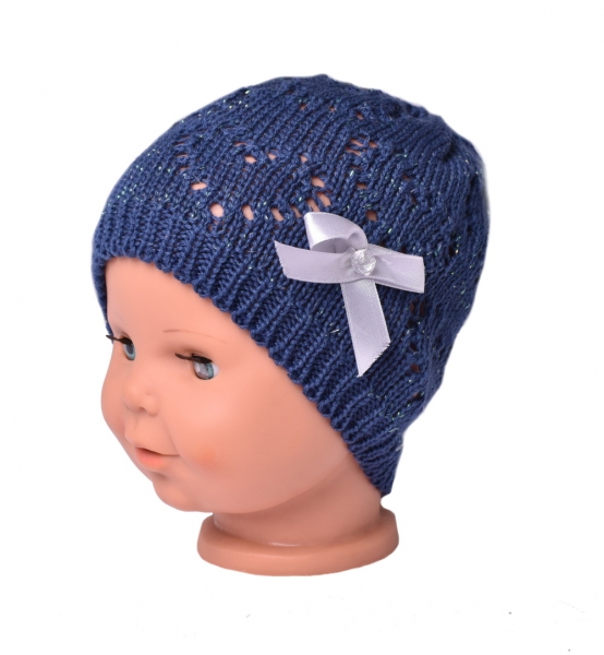 Háčkovaná čiapočka Mašlička Baby Nellys ® - granát-#Velikost koj. oblečení;80-98 (9-36m)