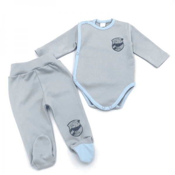 2-dielna sada G-baby body dl. rukáv zap. bokom + polodupačky Fotograf, šedá, veľ