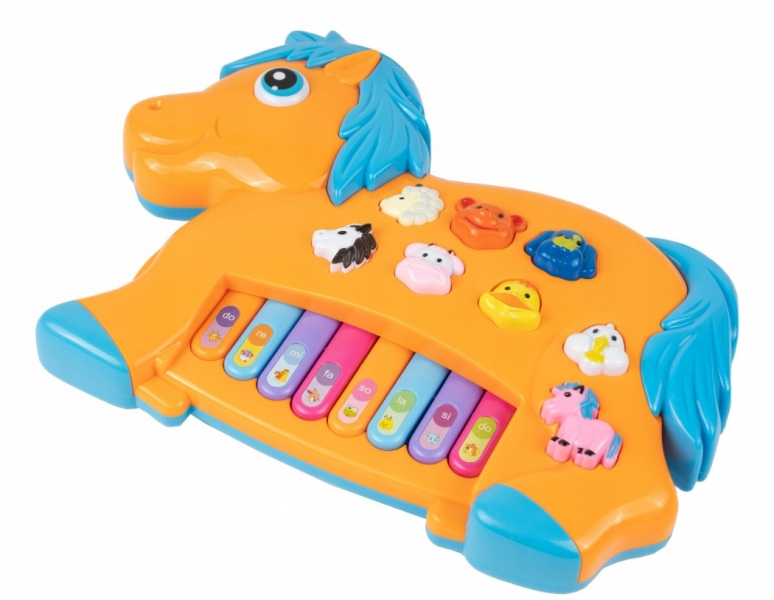 Interaktívna hračka s melódiou pianko Tulimi - hrajúci Koníček, oranžový