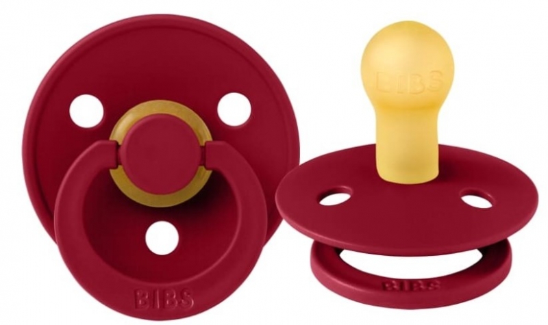 Kaučukový cumlík BIBS, 0-6 m, tm.červená/vínová