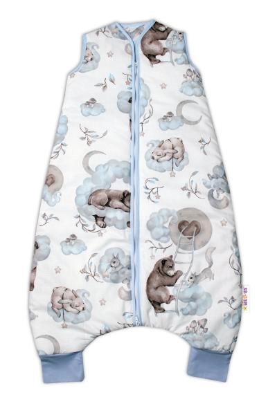 Spací vak s nohavičkami 88 cm Baby Nellys, Zvieratká na mráčiku, modrý