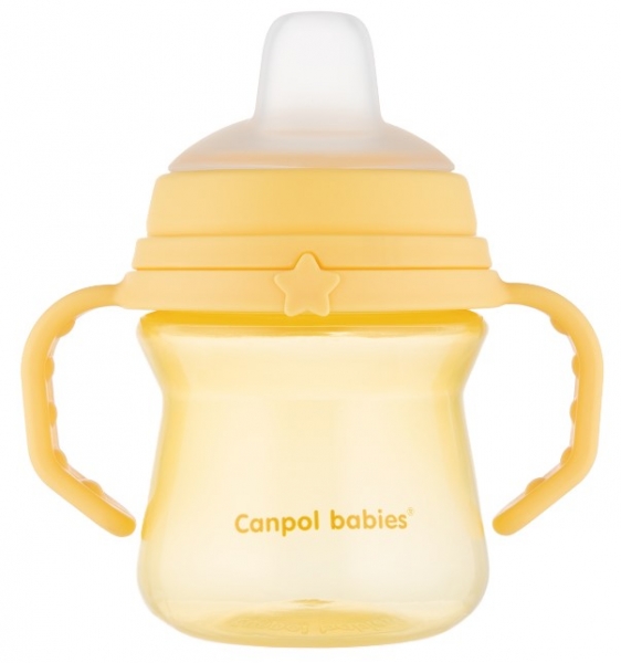 Nevylievací hrnček Canpol Babies s mäkkým náustkom, žltý, 150 ml