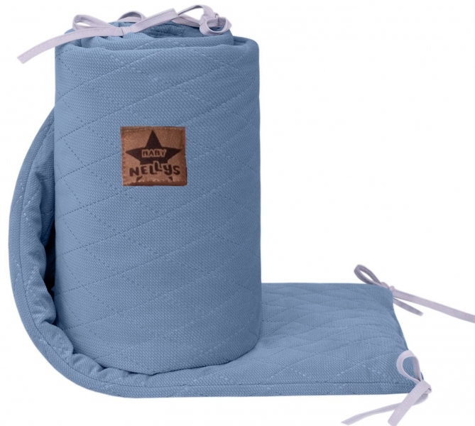 Prešívaný Velvet mantinel 180x30 cm Baby Nellys, jeans