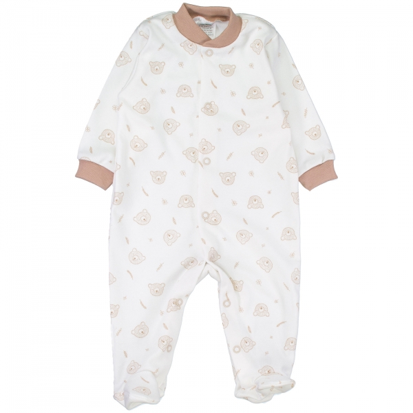 Dojčenský overálek, pyžamko, bavlna Teddy Baby - béžová, veľ. 62
