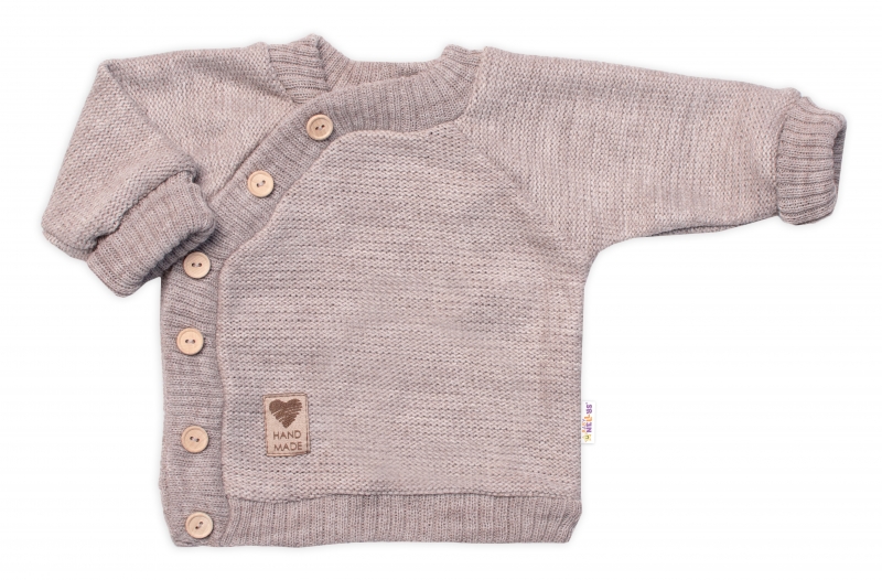 Detský pletený svetrík s gombíkmi, zap. bokom, Handmade Baby Nellys, béžový, veľ. 68/74-#Velikost koj. oblečení;68-74 (6-9m)