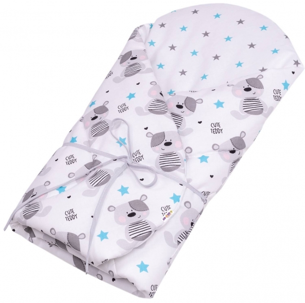 Dojčenská zavinovačka, Cute Teddy - biela/sivá, Baby Nellys