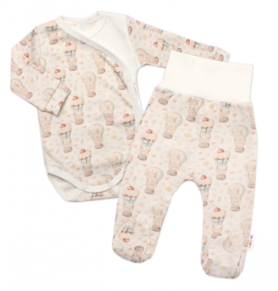 2-dielna sada body zap. bokom + polodupačky, Baby Nellys, Sweet Candy - krémová, veľ. 62-#Velikost koj. oblečení;62 (2-3m)