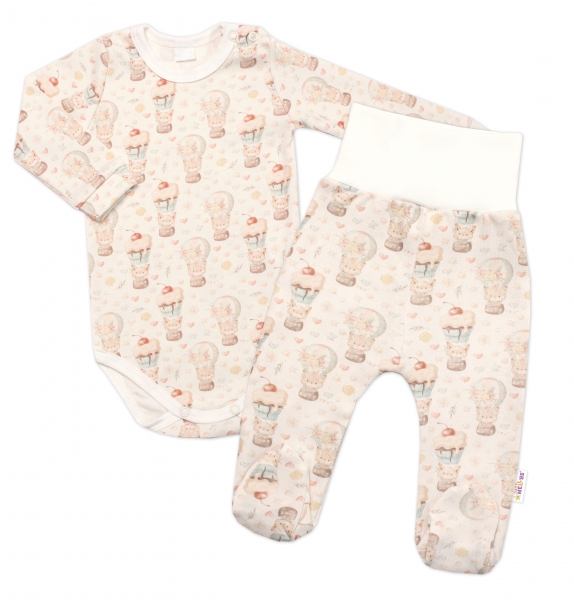 2-dielna sada body zap. pri krku + polodupačky, Baby Nellys, Sweet Candy - krémová-#Velikost koj. oblečení;74 (6-9m)