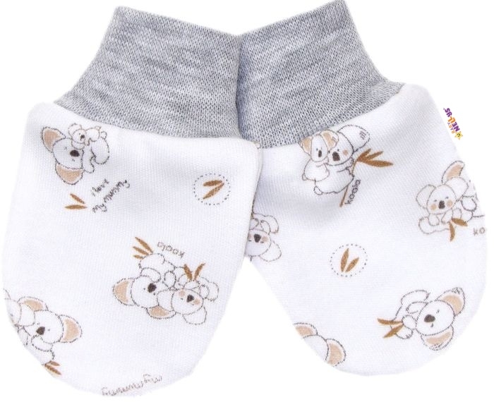 Dojčenské rukavičky bavlna Koala Basic- sivý lem