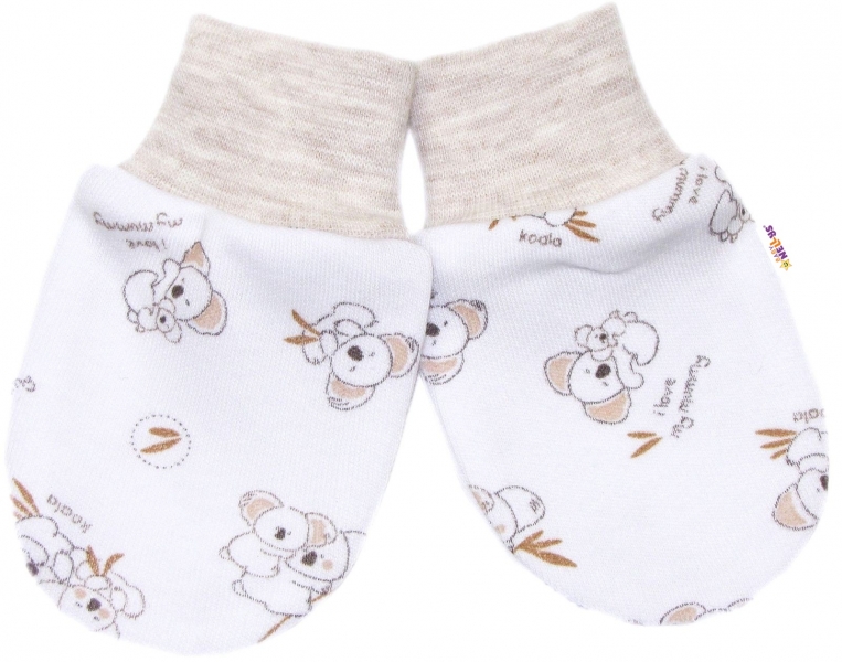 Dojčenské rukavičky bavlna Koala Basic - béžový lem