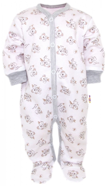 Dojčenský overal, pyžamo, bavlna, Koala Basic Baby Nellys - šedý lem, veľ. 74-#Velikost koj. oblečení;74 (6-9m)