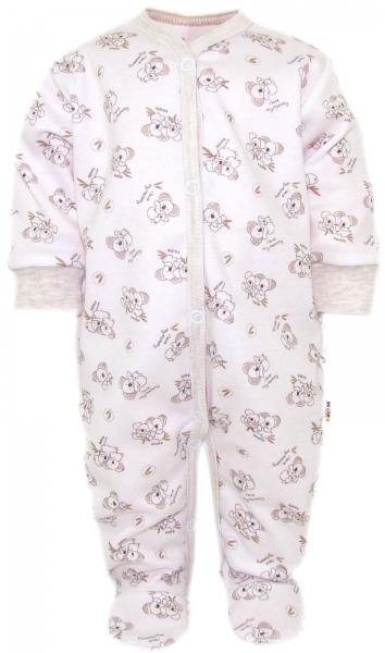 Dojčenský overal, pyžamo, bavlna, Koala Basic Baby Nellys - béžový lem