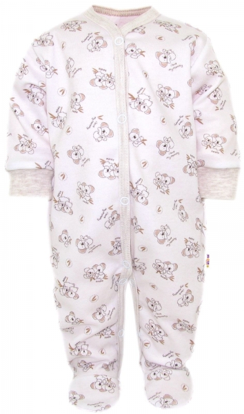 Dojčenský overal, pyžamo, bavlna, Koala Basic Baby Nellys - béžový lem, veľ. 62