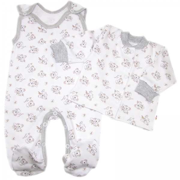 Dojčenské dupačky bavlna s košieľkou Koala Basic Baby Nellys, šedý lem, veľ. 62