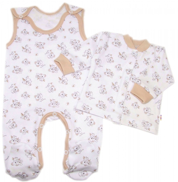Dojčenské dupačky bavlna s košieľkou Koala Basic Baby Nellys, béžový lem