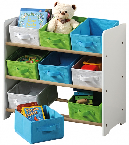 Kesper Organizer na hračky s farebnými boxmi (VHODNý PRE DETI OD 3 ROKOV. ROZMERY: 65 X 30 X 60 CM)