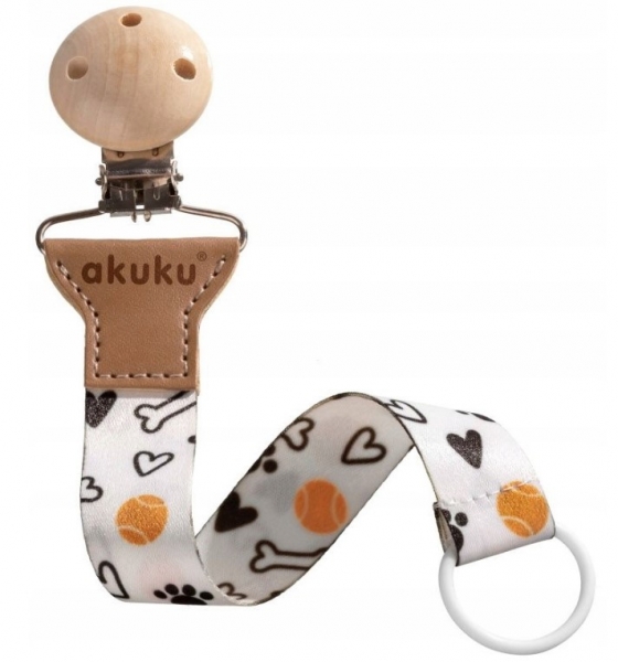 Retiazka na cumlík s klipom Akuku, Kocka, žltá, biela
