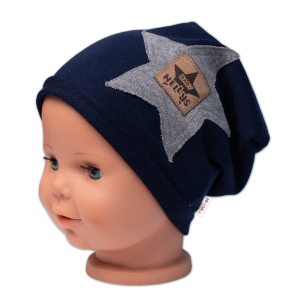 Detská čiapka bavlna, Baby Star, Baby Nellys, granát-#Velikost koj. oblečení;80-86 (12-18m)