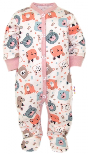 Dojčenský overal, pyžamo, bavlna, Space Bear, Baby Nellys - pastel pudrová, veľ. 68-#Velikost koj. oblečení;74 (6-9m)