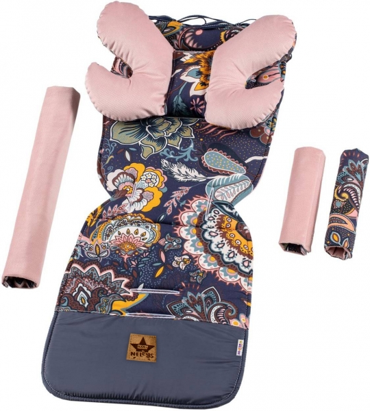 Obojstranná 5D sada do kočíka Velvet Boho, Baby Nellys, granátová/púdrová