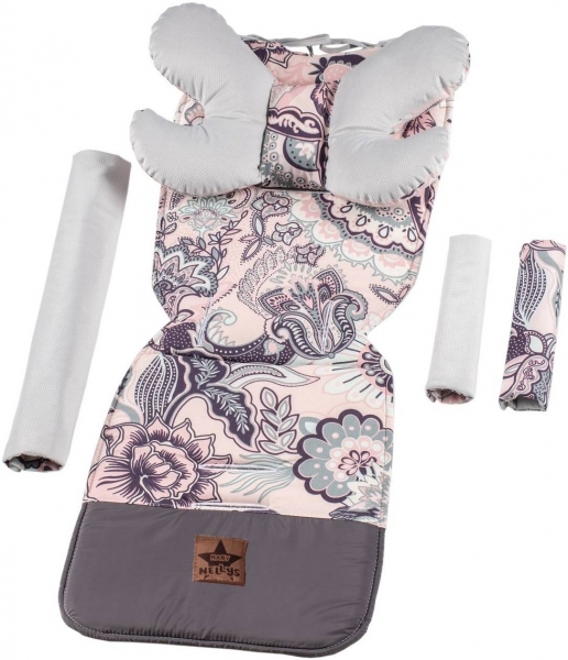 Obojstranná 5D sada do kočíka Velvet Boho, Baby Nellys, ružová/svetlo šedá
