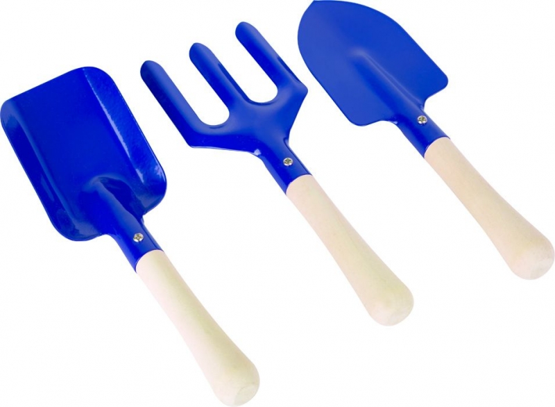 Záhradné mini nástroje, detská 3D sada, Small foot, modrá