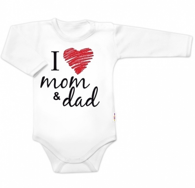 Body dlhý rukáv Baby Nellys, I love mom & dad, veľ. 62, unisex