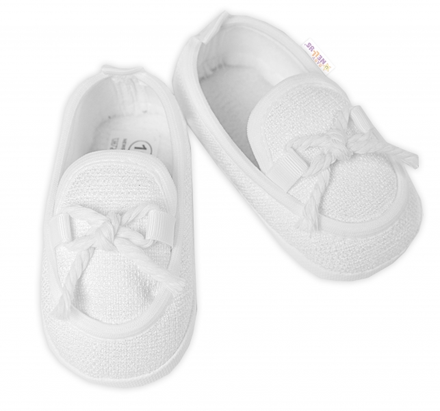 Dojčenské capáčky/topánočky mokasíny, Baby Nellys, biele, veľ. 68/74, 12,5cm-#Velikost koj. oblečení;68-74 (6-9m)