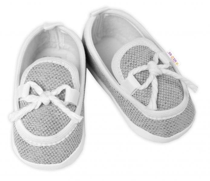 Dojčenské capáčky/topánočky mokasíny, Baby Nellys, sivé,veľ. 68/74, 12,5cm-#Velikost koj. oblečení;68-74 (6-9m)