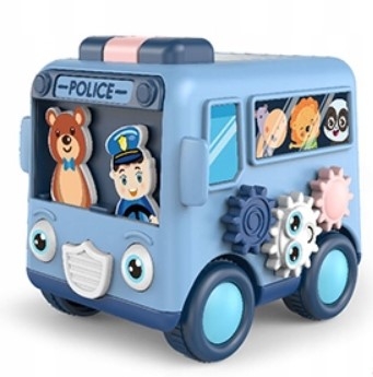 Veselý autobus Polícia s ozubenými kolieskami - Tulimi, modrý