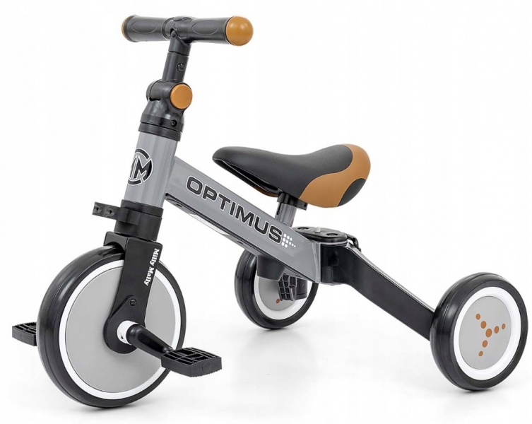 Balančná trojkolka, bicykel, odrážadlo Milly Mally, Optimus 3 v 1, sivá