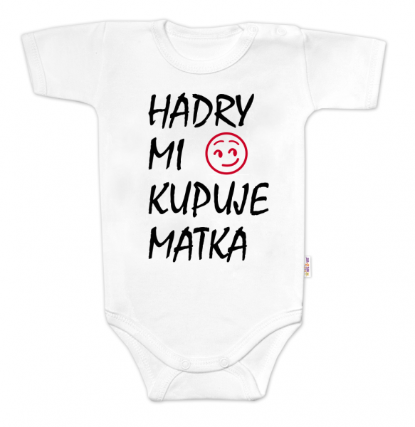 Body krátky rukáv Hadry mi kupuje matka, Baby Nellys, biele, veľ. 62