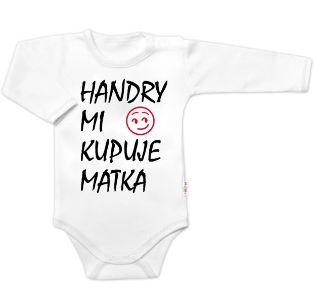 Body dlhý rukáv Handry mi kupuje matka, Baby Nellys, biele, veľ. 62