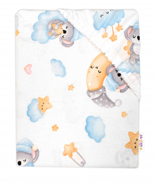 Prestieradlo do postieľky bavlna Premium Baby Nellys, Dreams Koala, modré, 140x70 cm