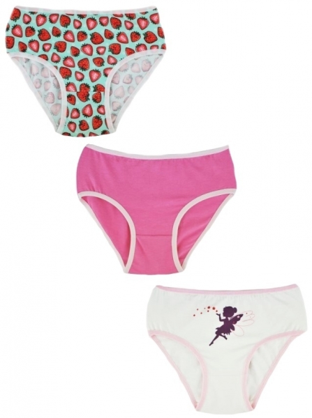 Dievčenské bavlnené nohavičky, Strawberry- 3ks v balení, ružová/biela/mätová, veľ. 110/116