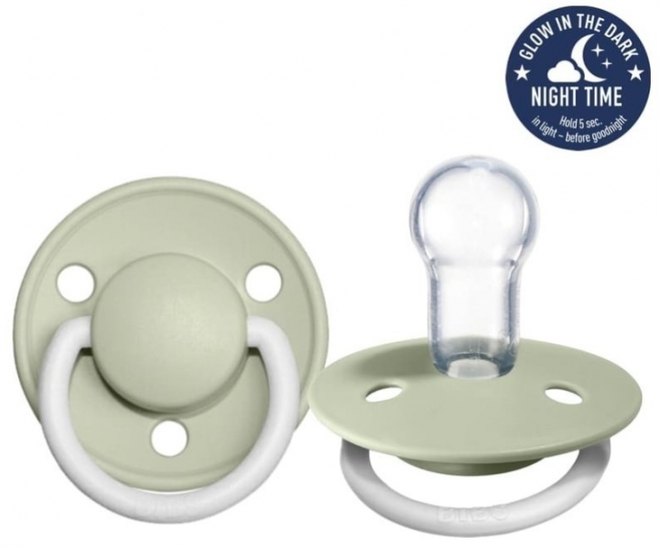 Silikónový cumlík BIBS DE LUX NIGHT, 0 - 36 m, zelený