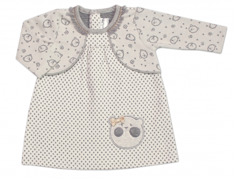 Dojčenské šatôčky s bolerkom Lovely Teddy, Minetti - ecru/sivé