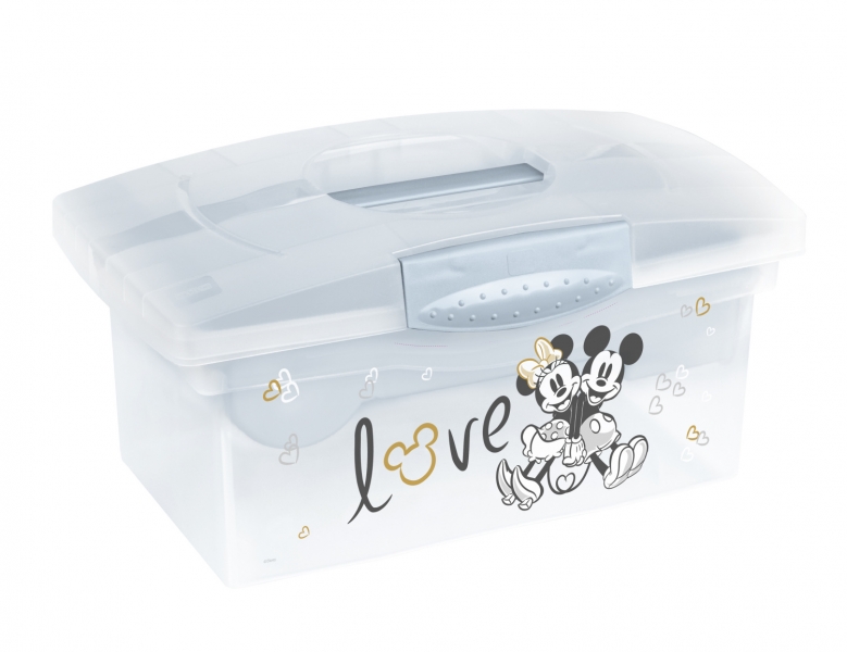 Prenosný box s organizérom Mickey Mouse Keeeper, transparentná/modrá