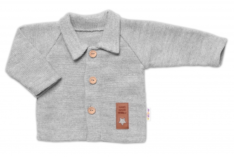 Pletený svetrík s gombíkmi Boy, Baby Nellys, sivý, veľ. 74
