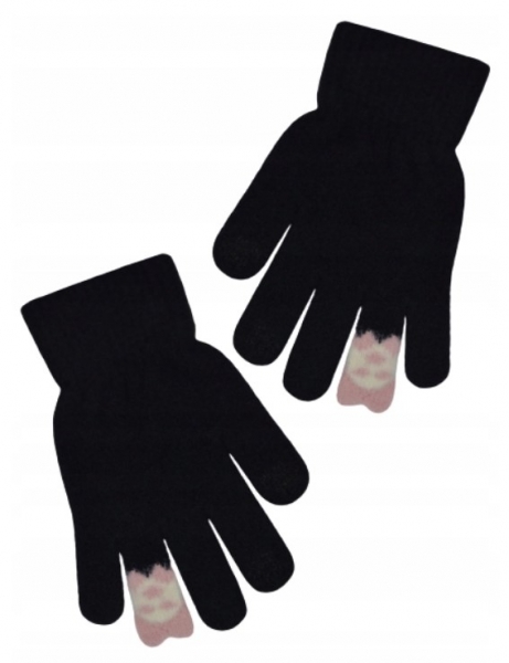 Dievčenské zimné, prstové rukavice, čierne, veľ. 116/122