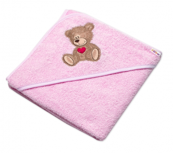 Froté osuška s kapucňou,80x80cm Sweet dreams by TEDDY - ružová