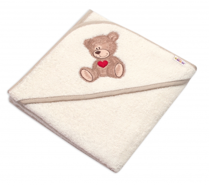 Froté osuška s kapucňou Baby Nellys® 80x80cm Sweet dreams by TEDDY - ecru