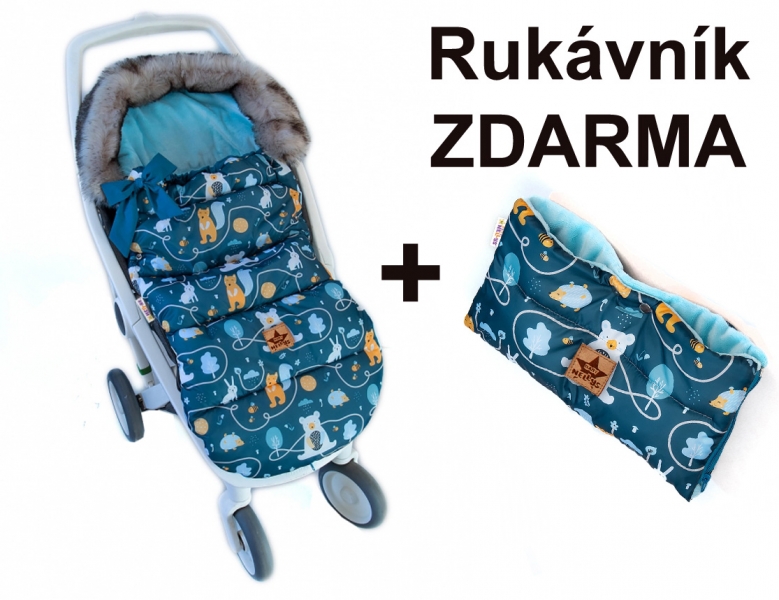 Baby Nellys Detský fusak maxi PREMIUM Forest Animals, zelený, 110x50cm + rukávní
