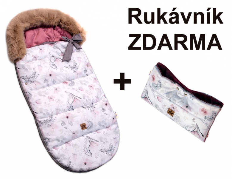 Detský fusak maxi PREMIUM Magnólia 110x50cm, bielo/púdrový + rukávník zadarmo