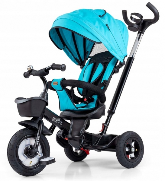 Luxusná Trojkolka Milly Mally Movi Black-Mint 5w1, tyrkysová