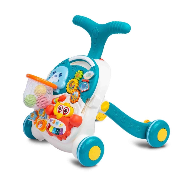 Detské interaktívne chodítko, stolček s príslušenstvom 2v1, TOYZ, tyrkysové