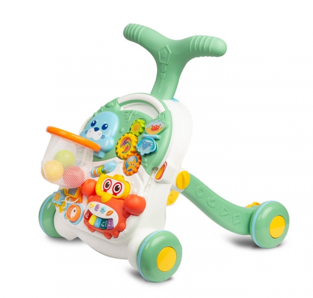 Detské interaktívne chodítko, stolček s príslušenstvom 2v1, TOYZ, zelené